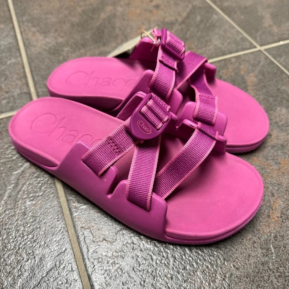 NEW Chaco Chillos Slides Kids Buckle Sandals Outskirt Fuchsia Pink 5 NWT